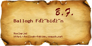 Ballogh Fábián névjegykártya